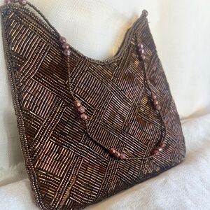 Bronze evening beaded bag
